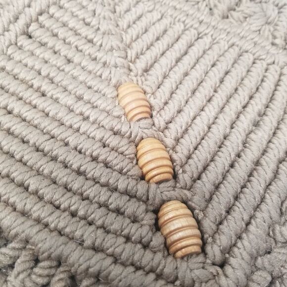 Handmade Macrame Bag with Wooden Beads. - Picture 3 of 8